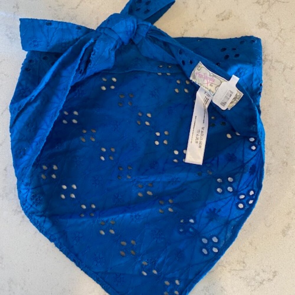 NWT Free People Claro Eyelet Hair Scarf COBALT - Picture 2 of 3